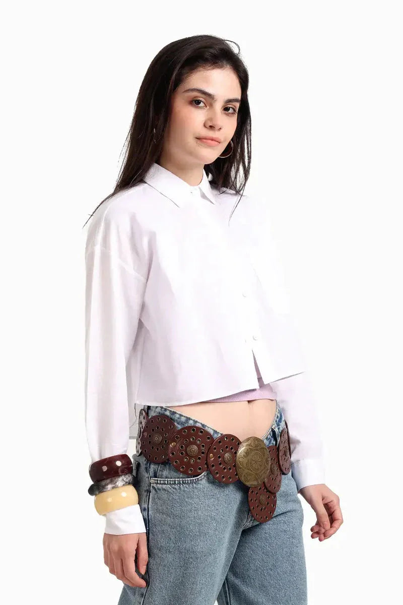 Carina - Long Sleeves Cropped Shirt 4