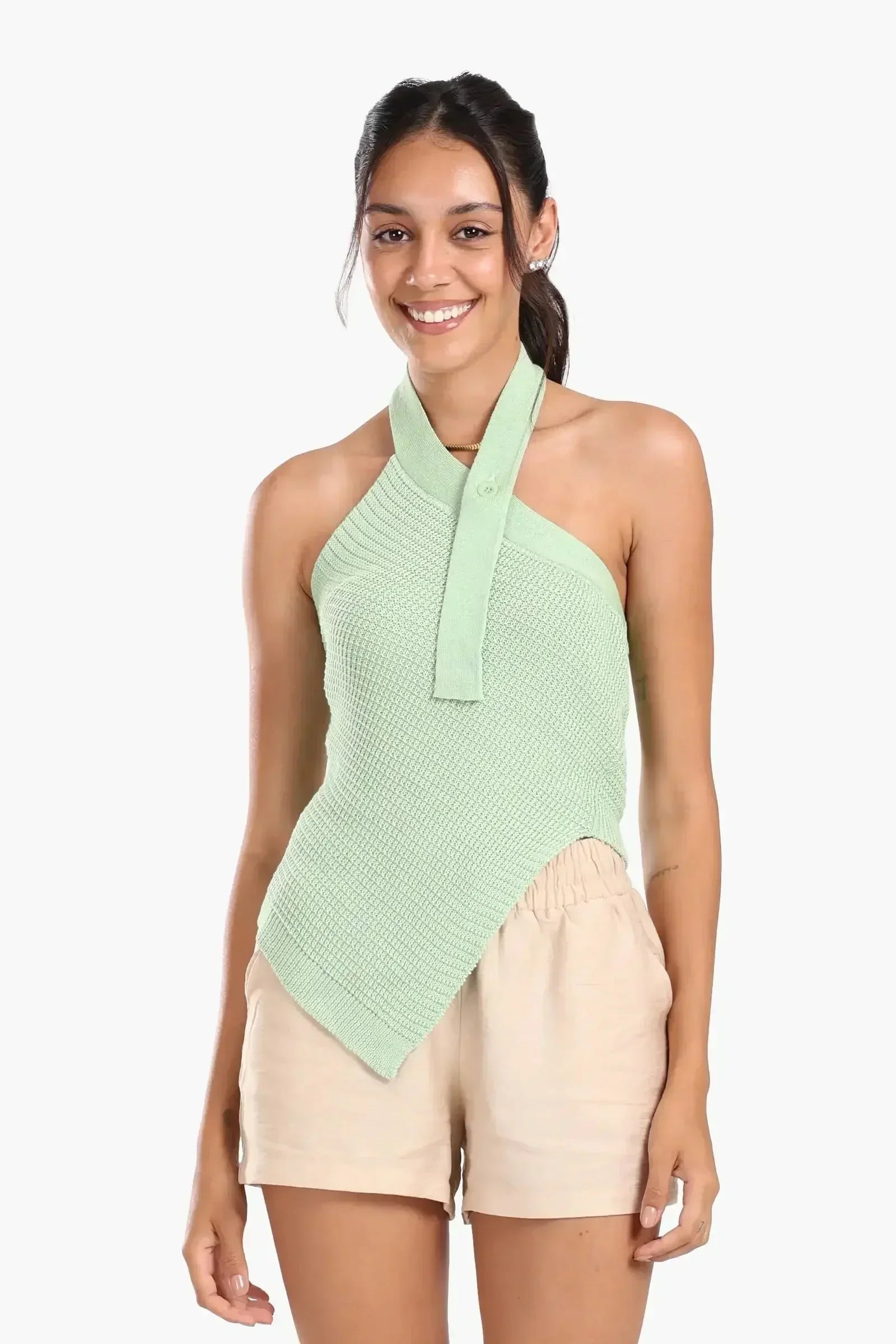 Carina - Asymmetrical Knitted Halter Top 5