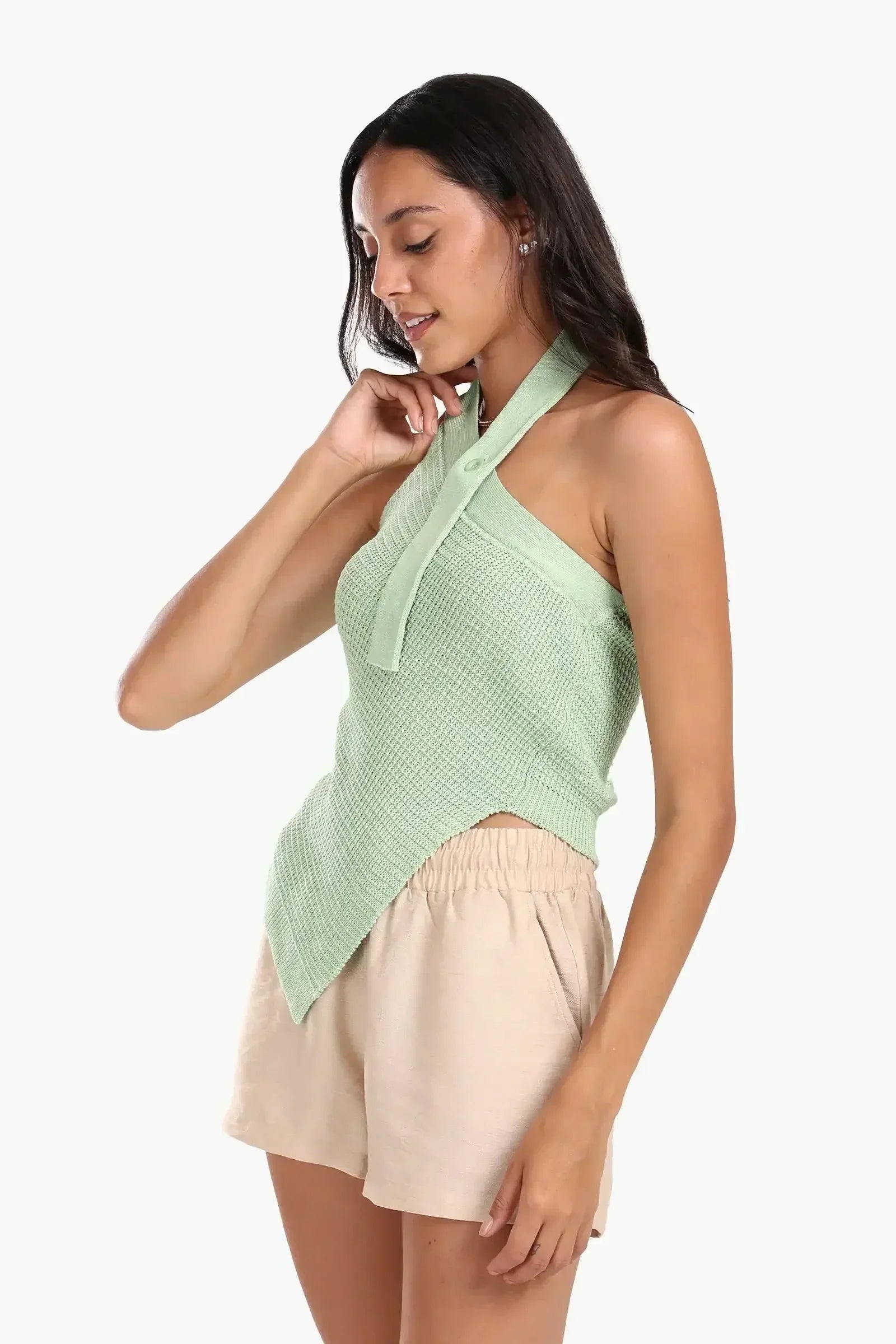 Carina - Asymmetrical Knitted Halter Top 7