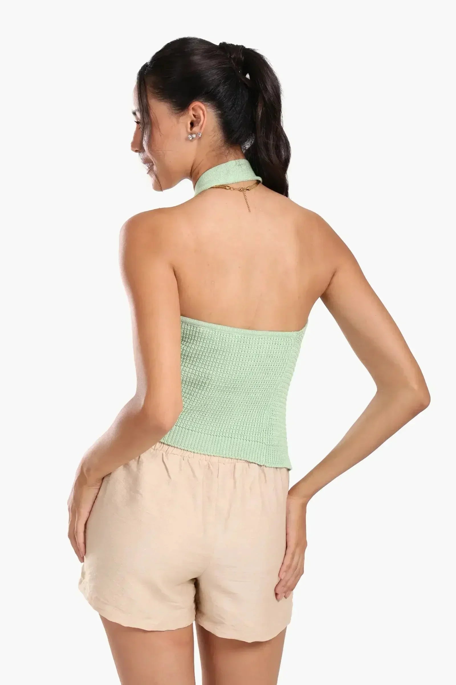 Carina - Asymmetrical Knitted Halter Top 6