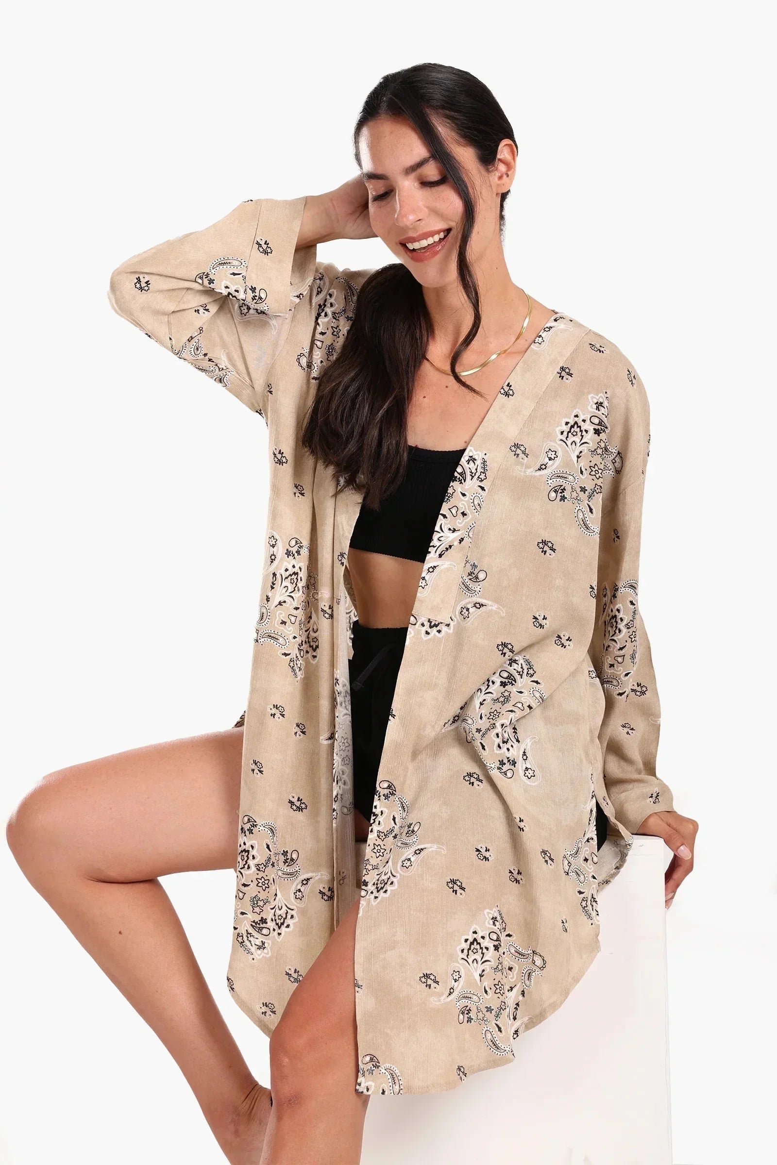Carina - Breezy Printed Cotton Kimono 5
