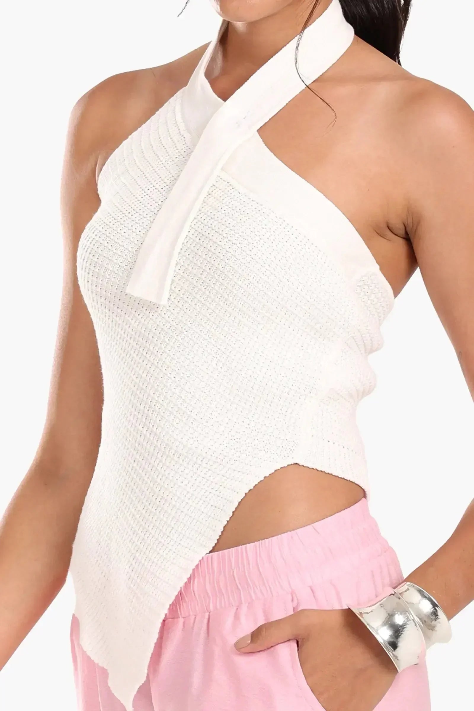 Carina - Asymmetrical Knitted Halter Top 12