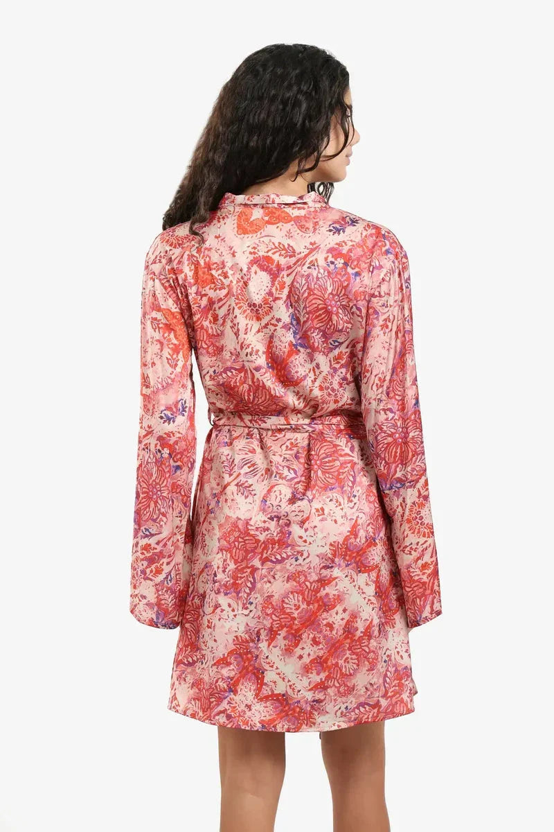 Carina - All Over Printed Satin Robe 12