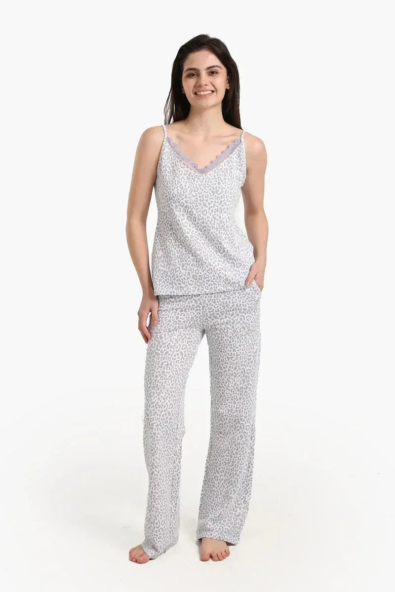 Leopard Print Lace Pyjama Set - Carina 1
