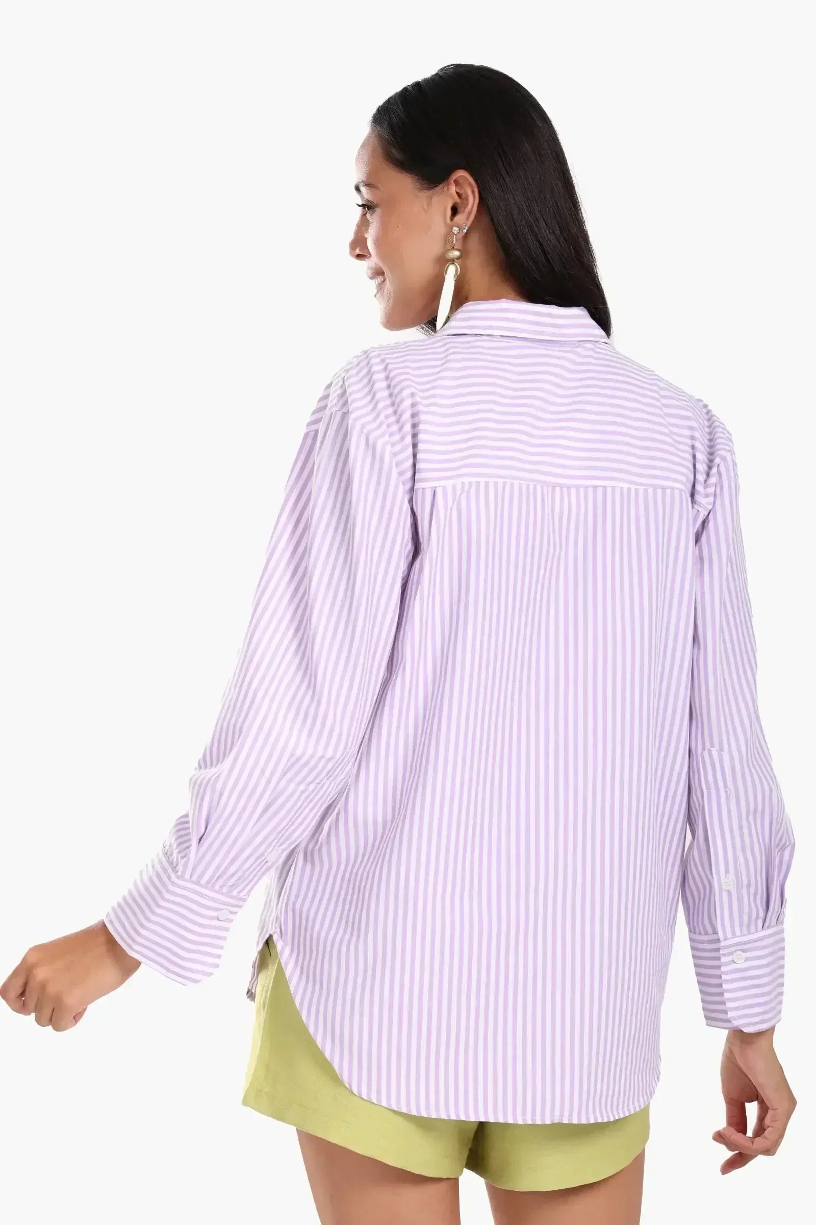 Carina - Purple Striped Button-Down Shirt 3
