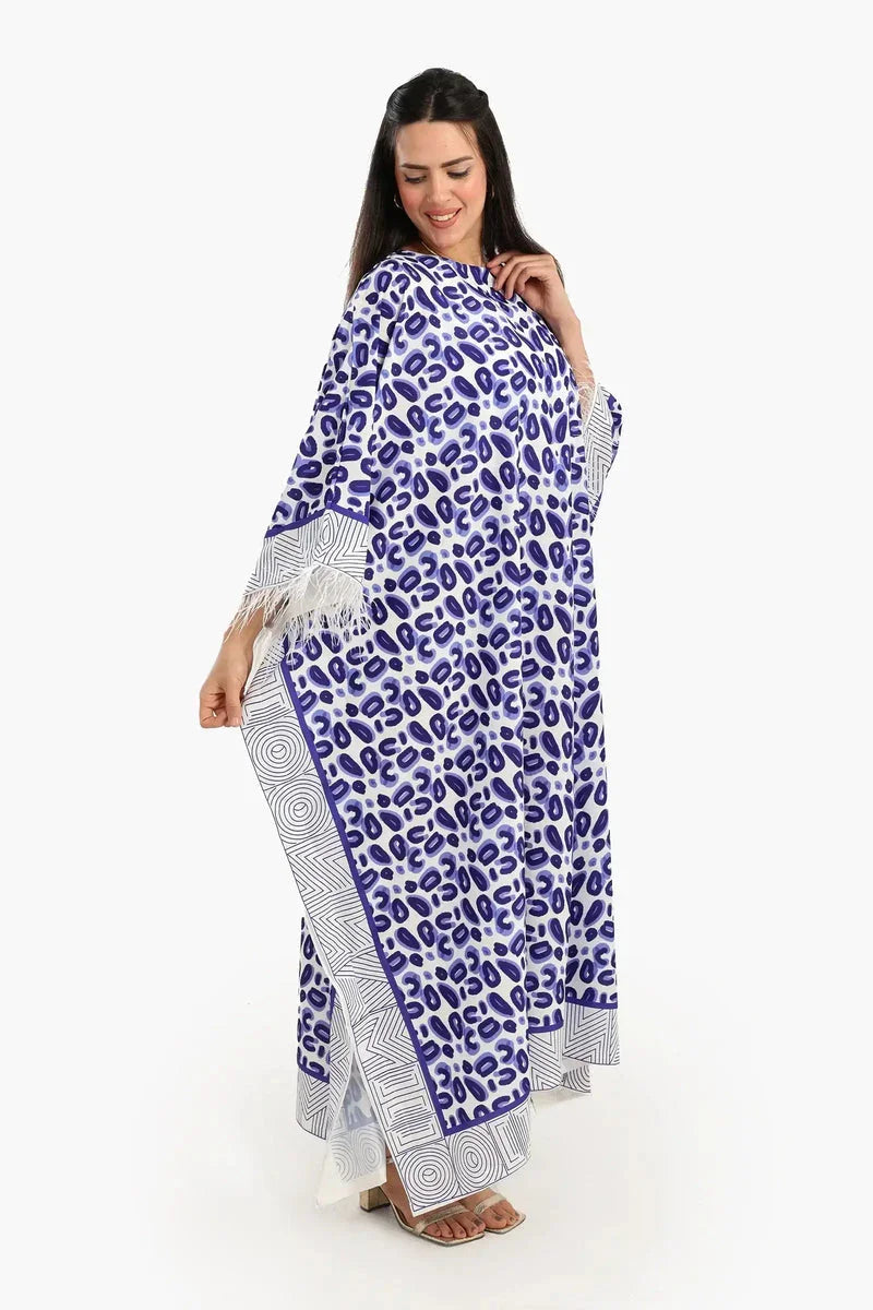 Carina - Feather Trimmed Printed Abaya 5