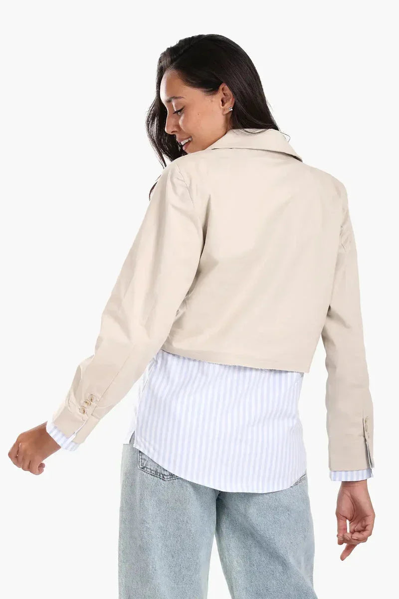 Carina - Jacket with Exposed Striped Cuffs 4