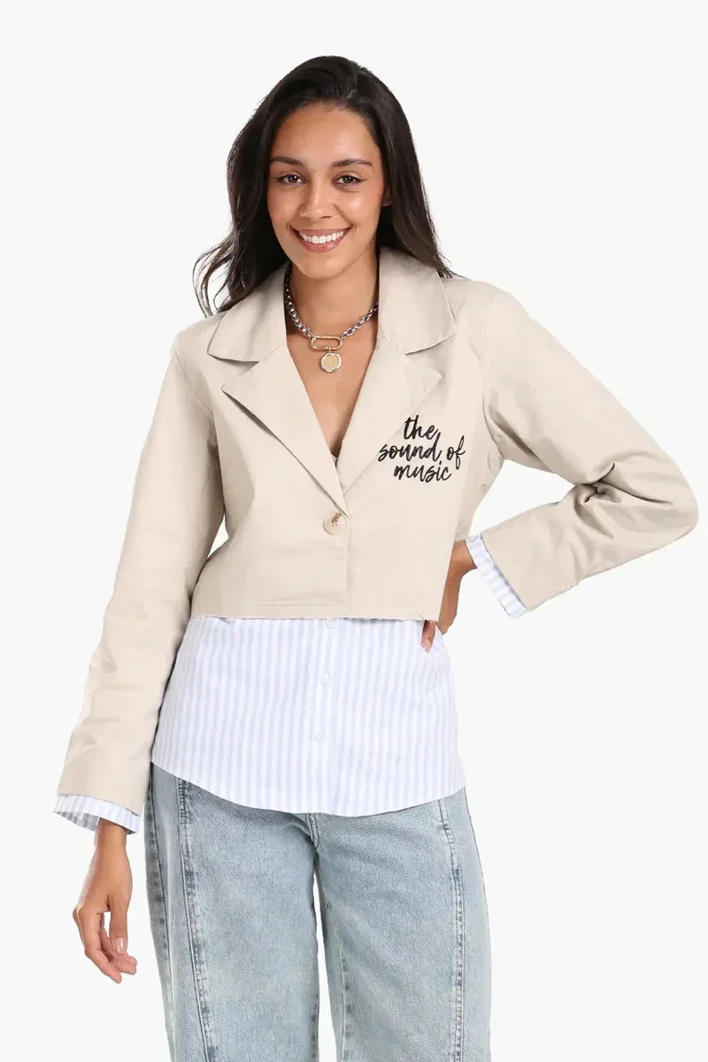 Carina - Jacket with Exposed Striped Cuffs 1