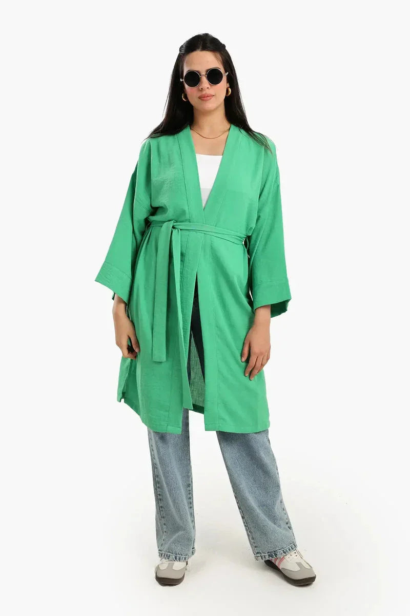 Carina - Embroidered Back Green Kimono 5