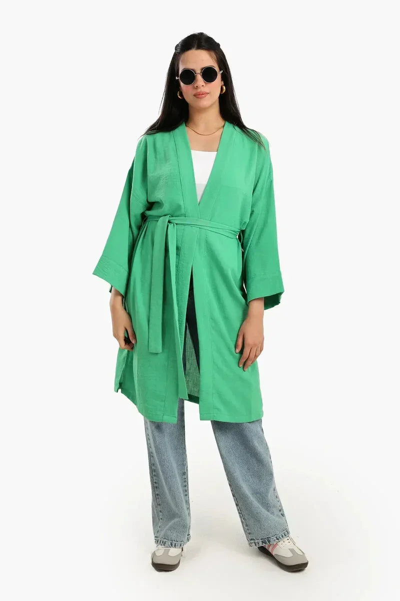 Carina - Embroidered Back Green Kimono 5
