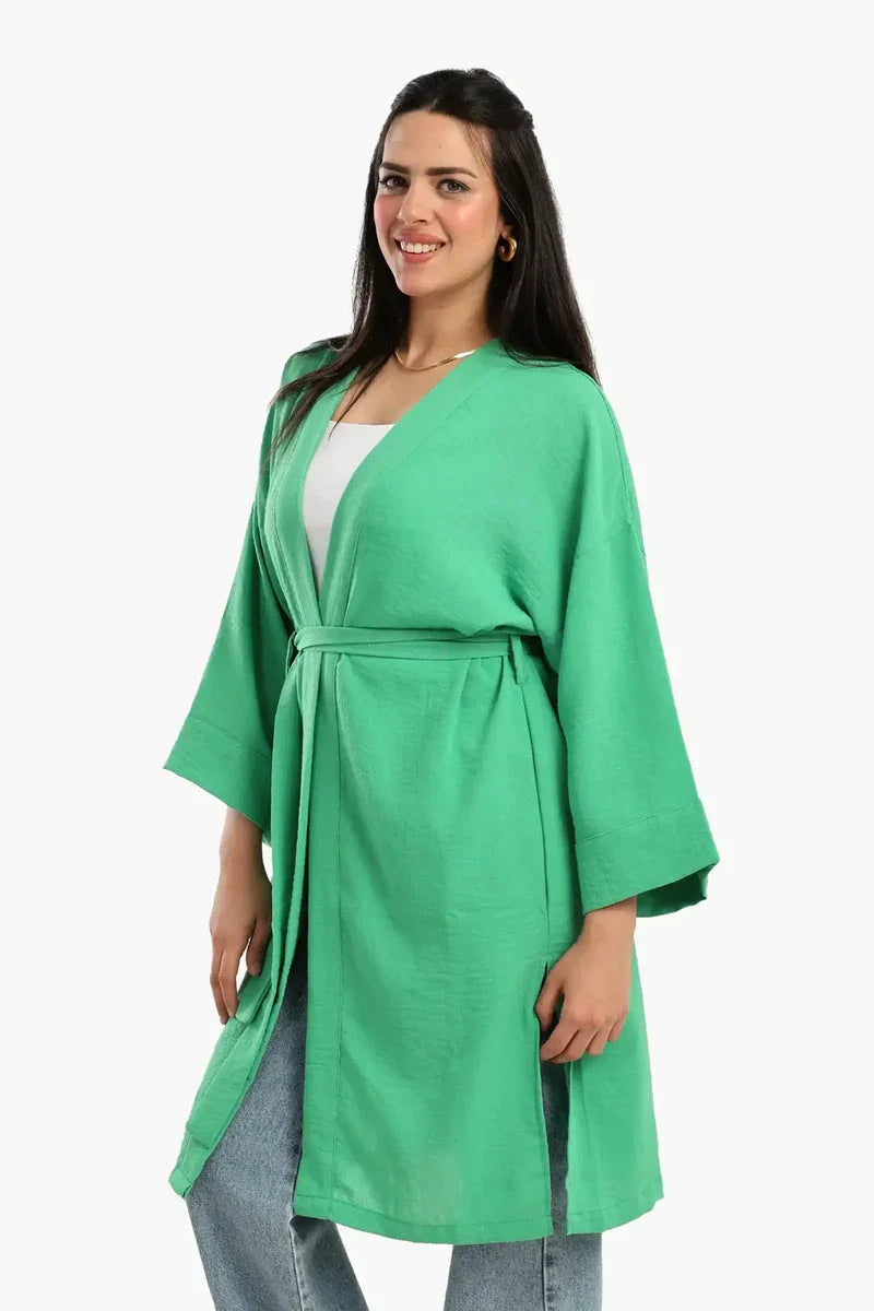 Carina - Embroidered Back Green Kimono 3