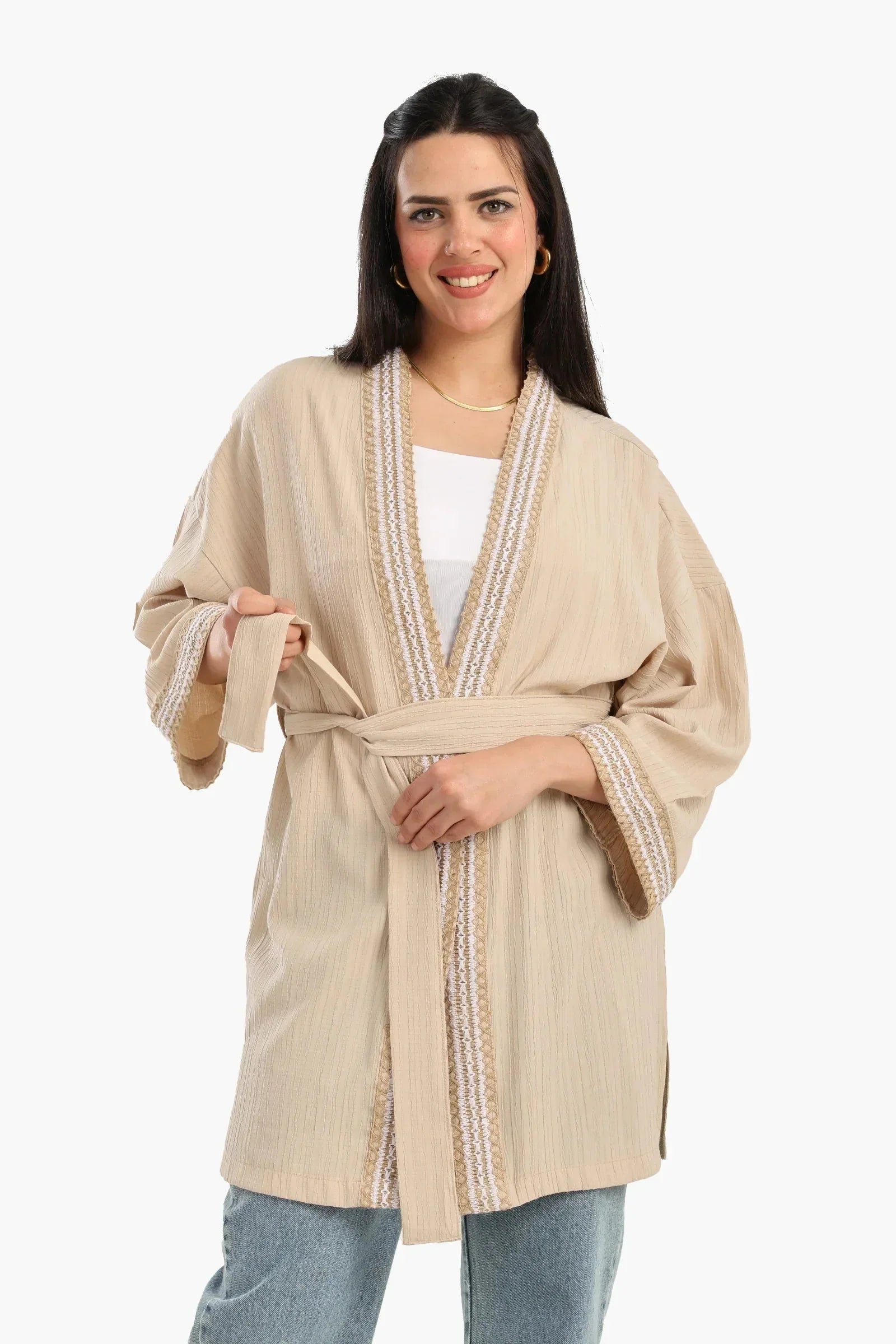 Carina - Ribbed Kimono with Embroidery 1