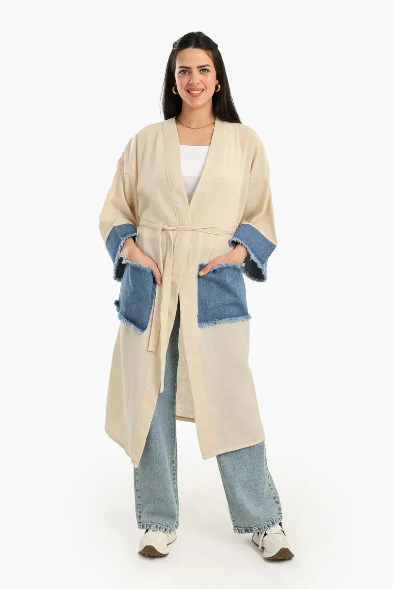 Voile & Denim Contrast Kimono - Carina 2