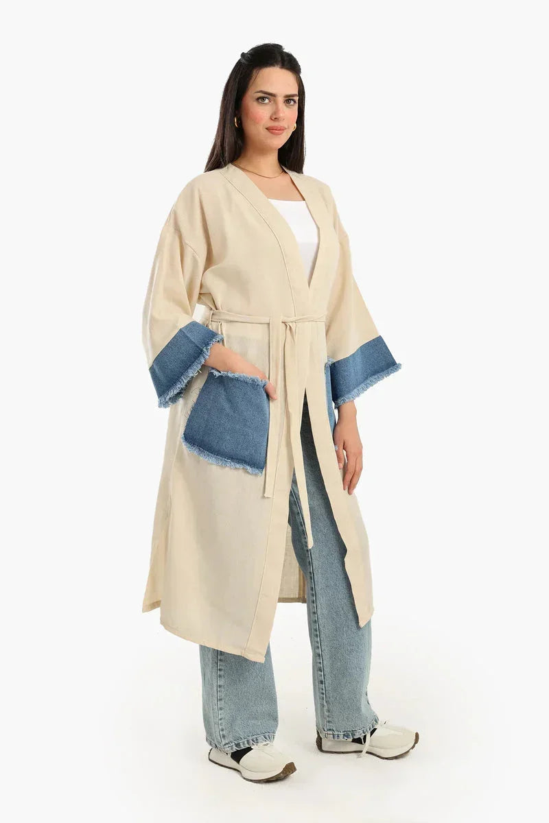 Voile & Denim Contrast Kimono - Carina 4
