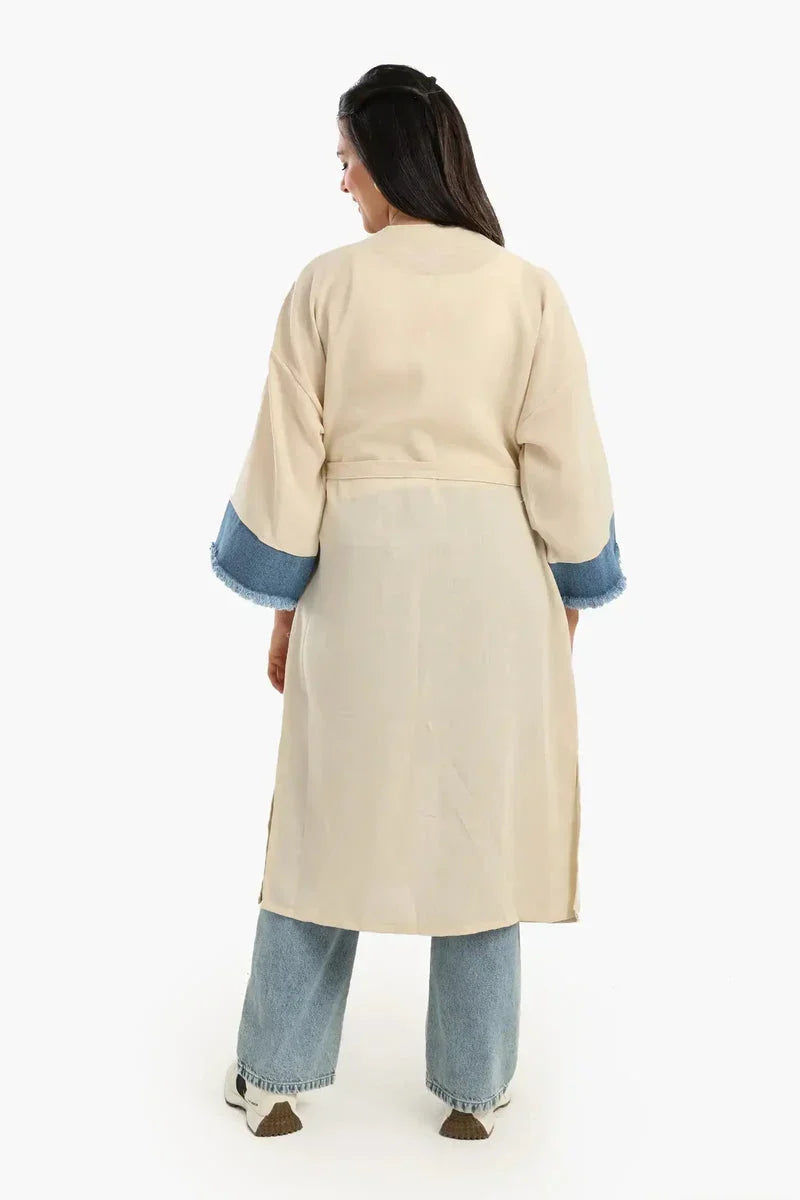 Voile & Denim Contrast Kimono - Carina 6