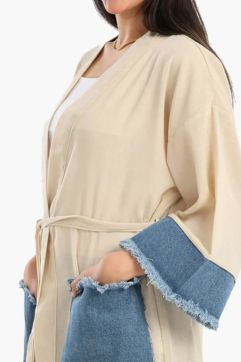 Voile & Denim Contrast Kimono - Carina 8