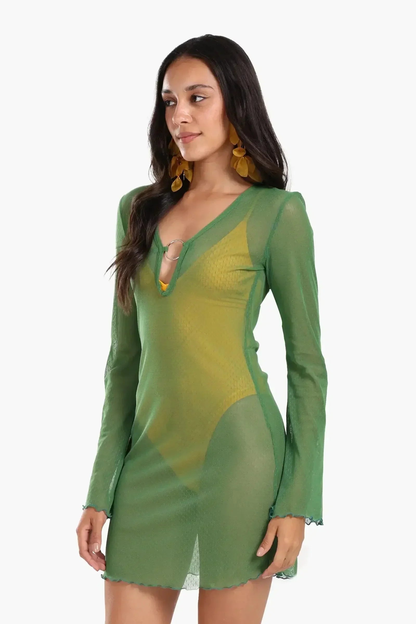 Carina - Sheer Ring-Detail Beach Cover-Up 2