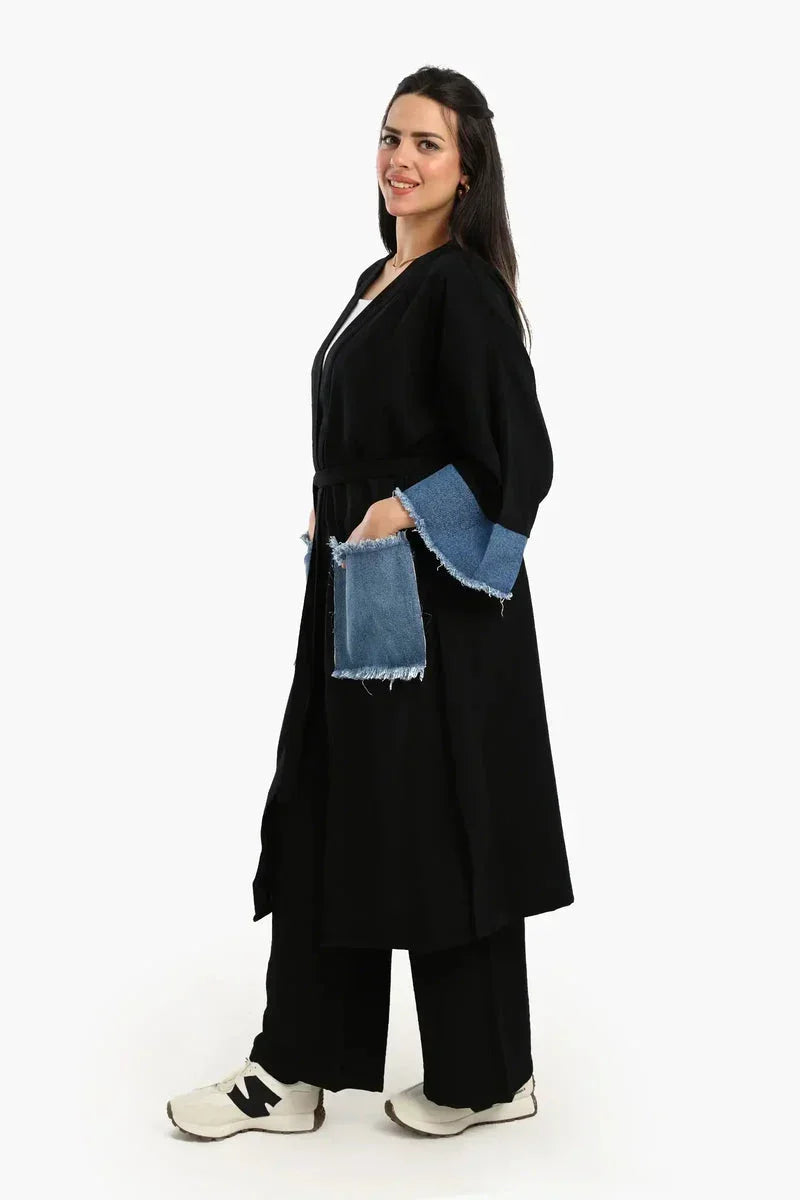 Voile & Denim Contrast Kimono - Carina 3