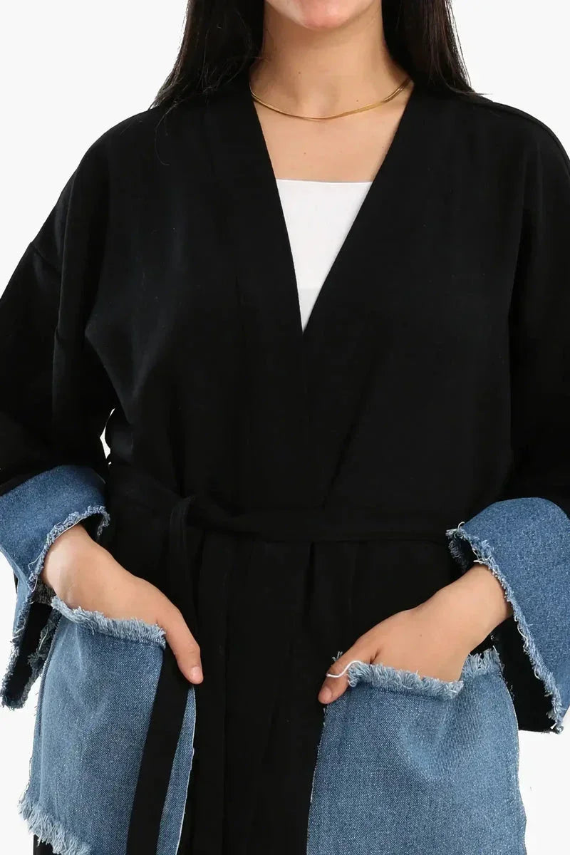 Voile & Denim Contrast Kimono - Carina 7