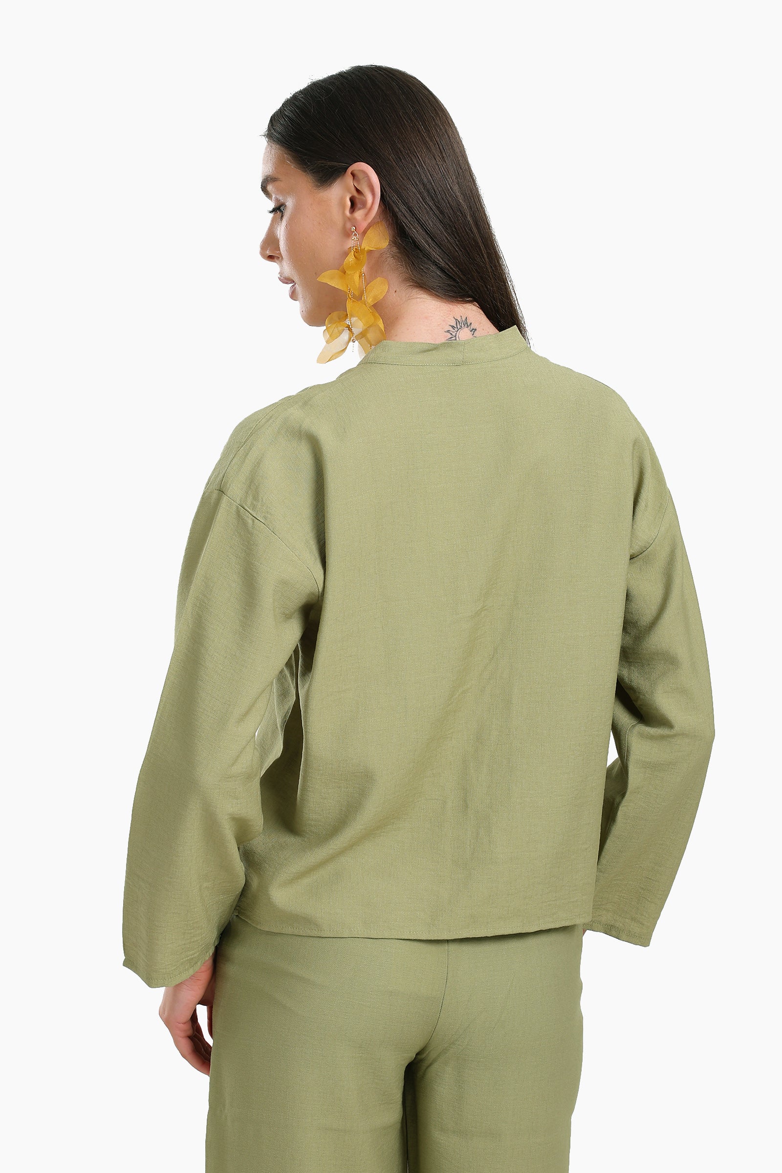 Tie Front V - Neck Blouse - Clue - Babazzaro