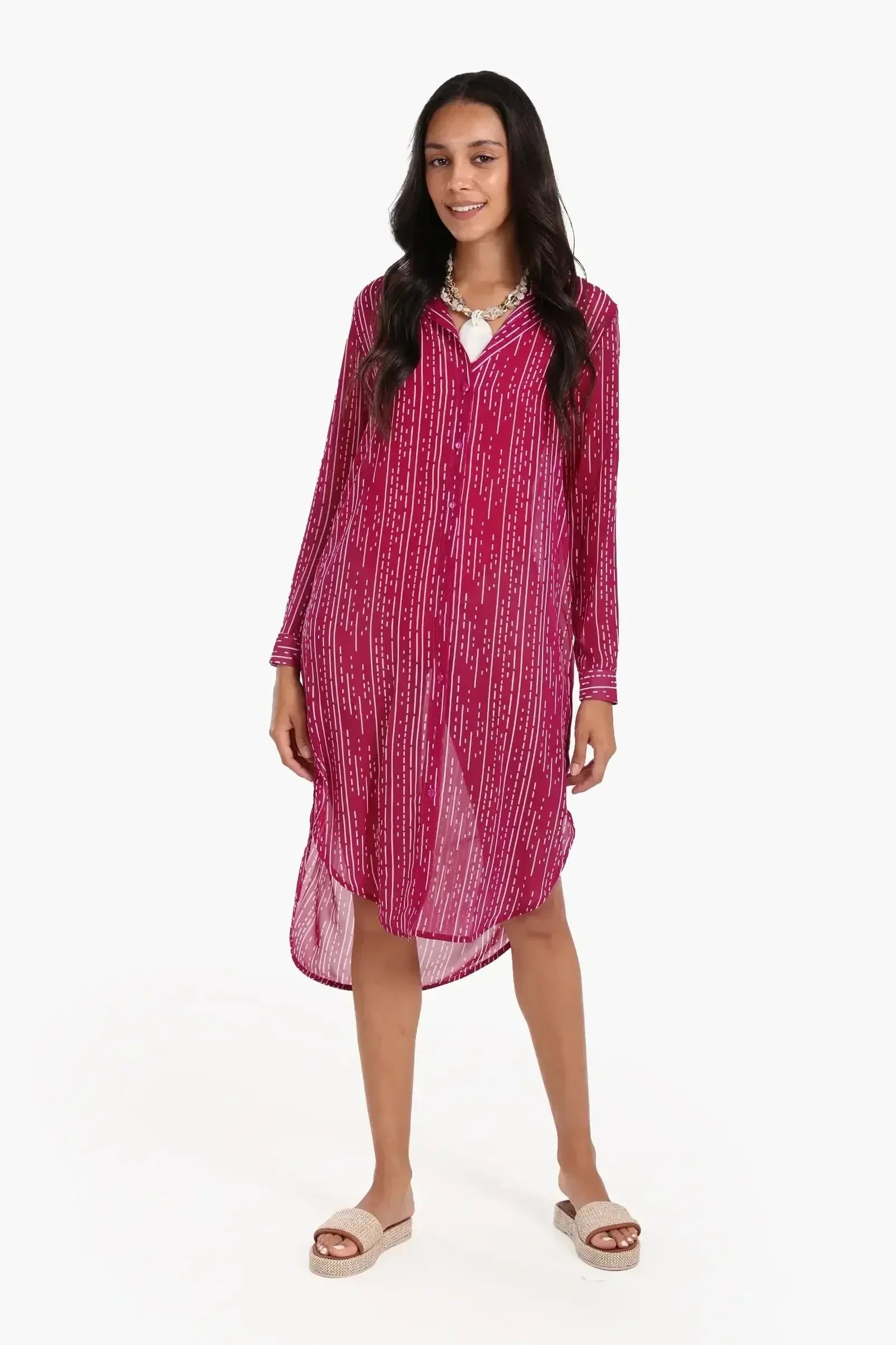 Carina - Chiffon Long Sleeves Shirt Dress 5