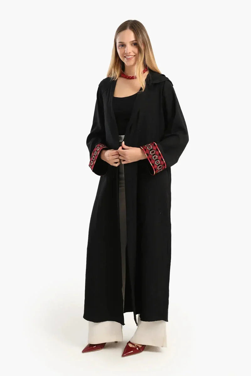 Carina - Embroidered Cuffs Black Kimono 5