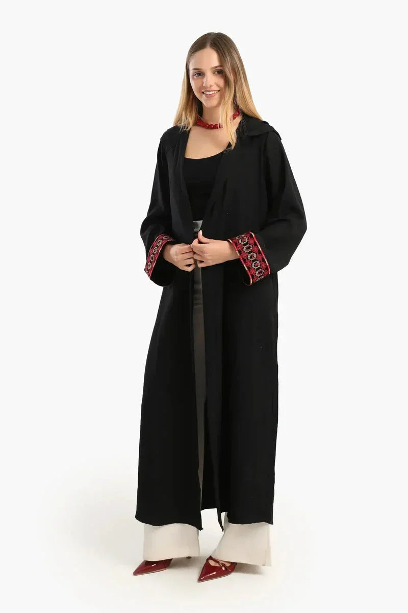 Embroidered Cuffs Black Kimono - Carina 5