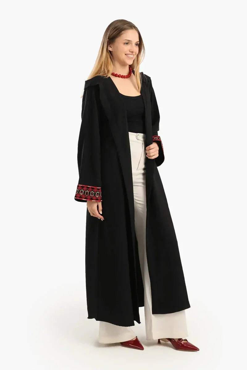 Carina - Embroidered Cuffs Black Kimono 3