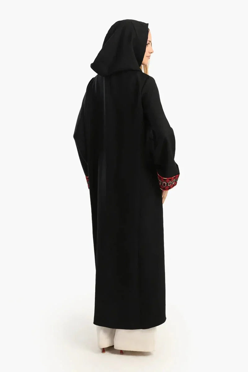 Carina - Embroidered Cuffs Black Kimono 2