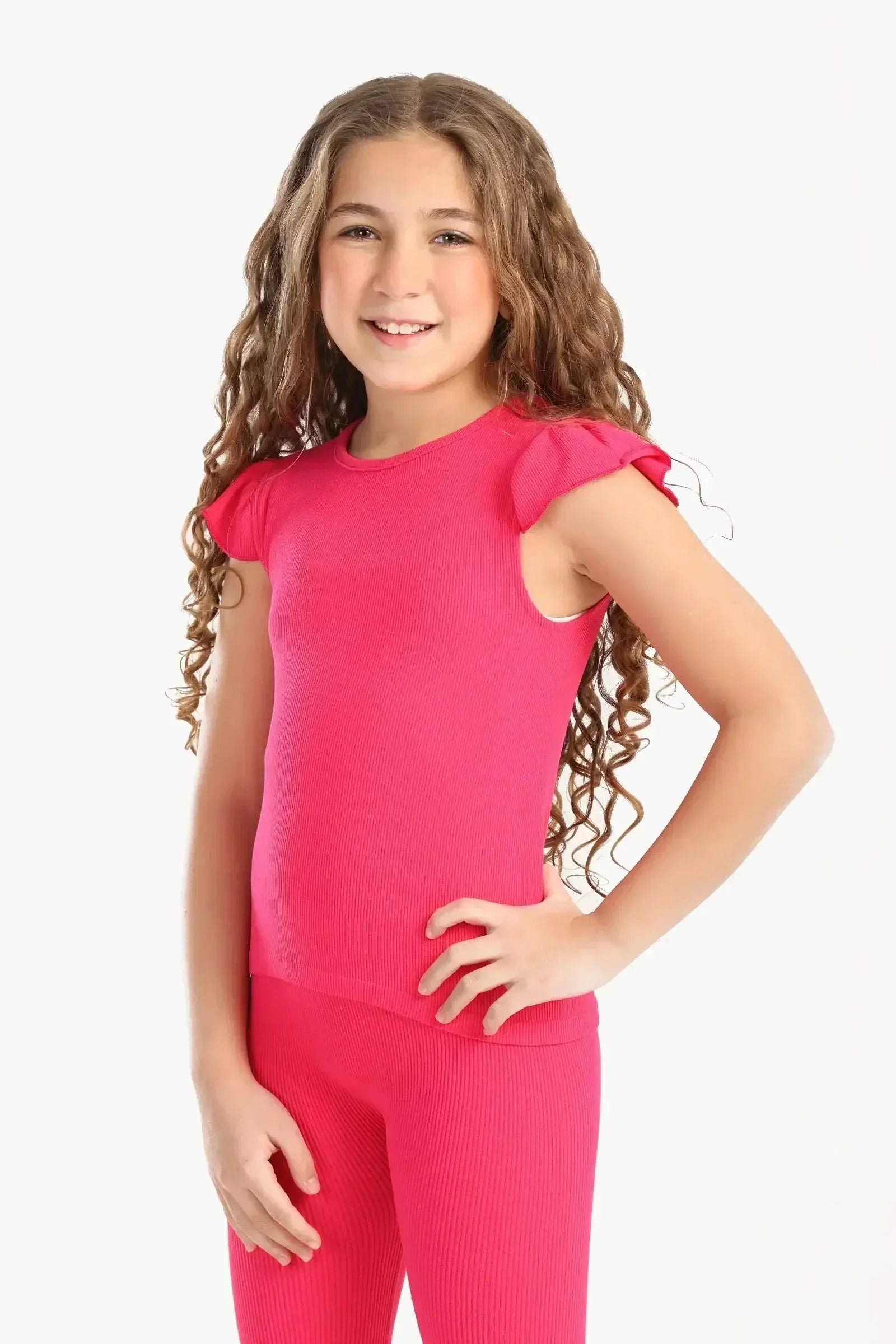 Carina - Girly Ribbed Ruffle Top 14