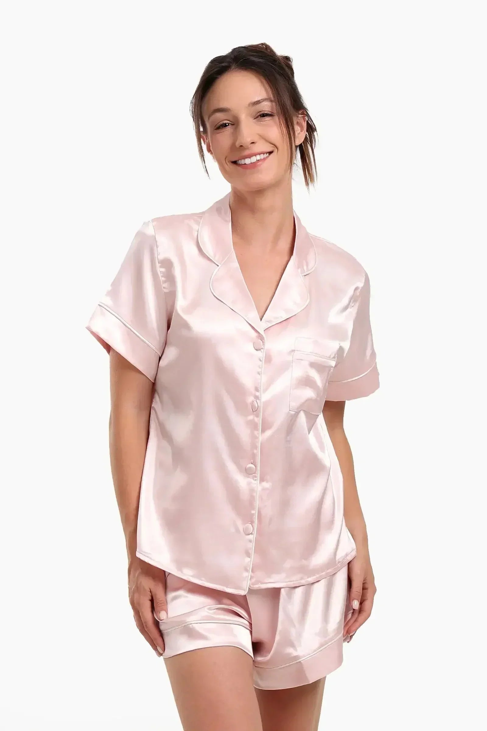 Carina - Color Piping Satin Pyjama Set 2