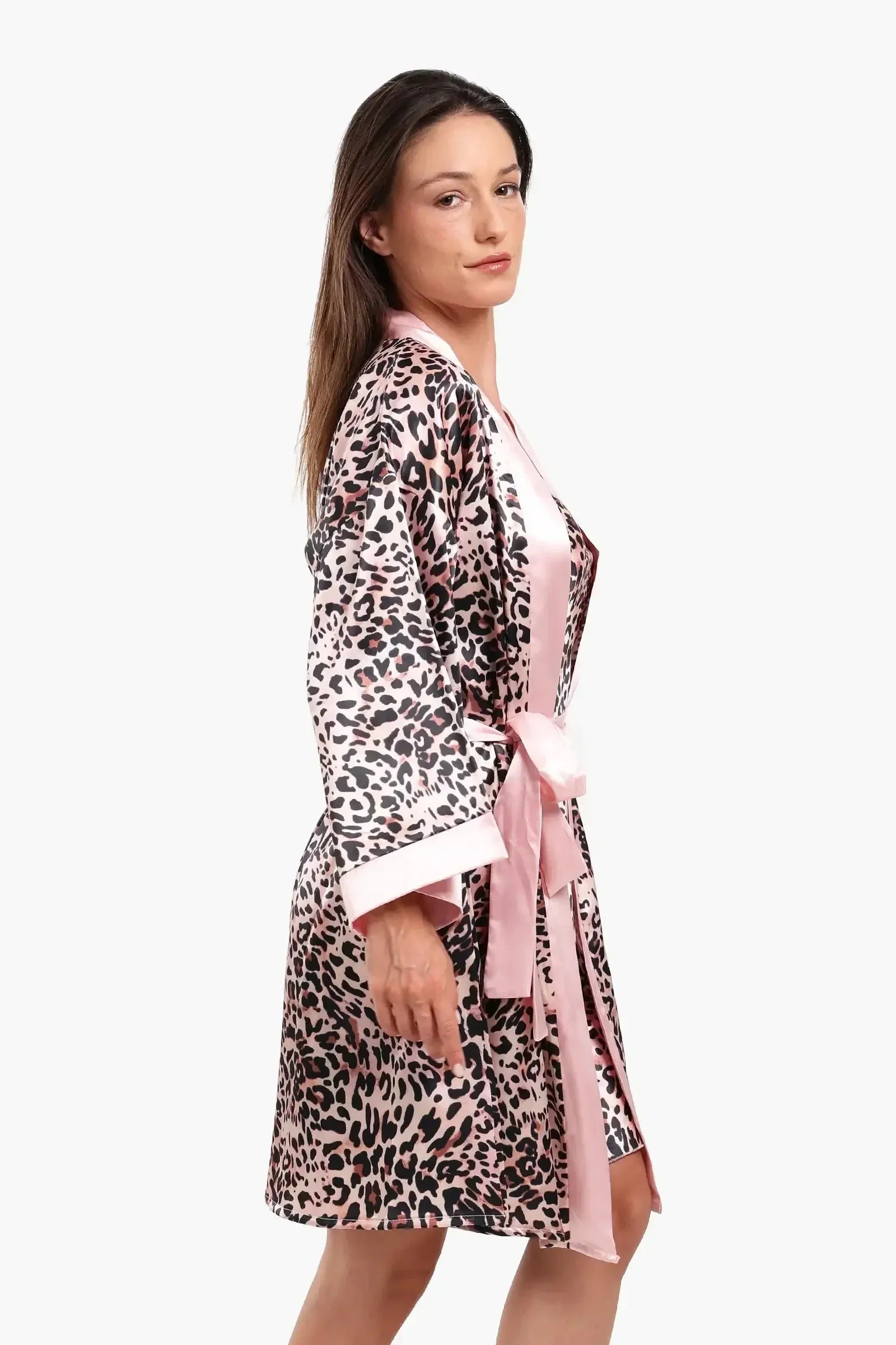 Carina - Tiger Print Satin Robe 3