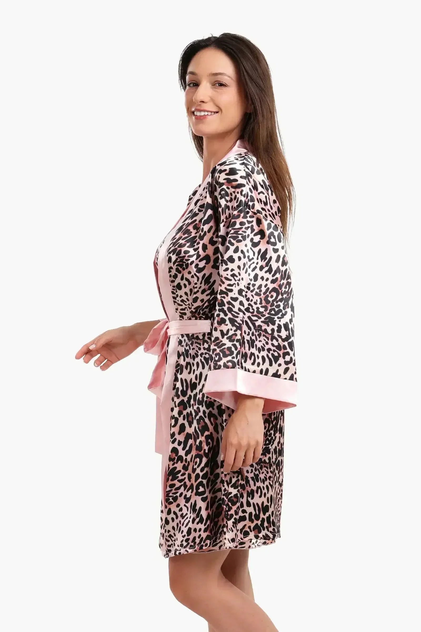 Carina - Tiger Print Satin Robe 1