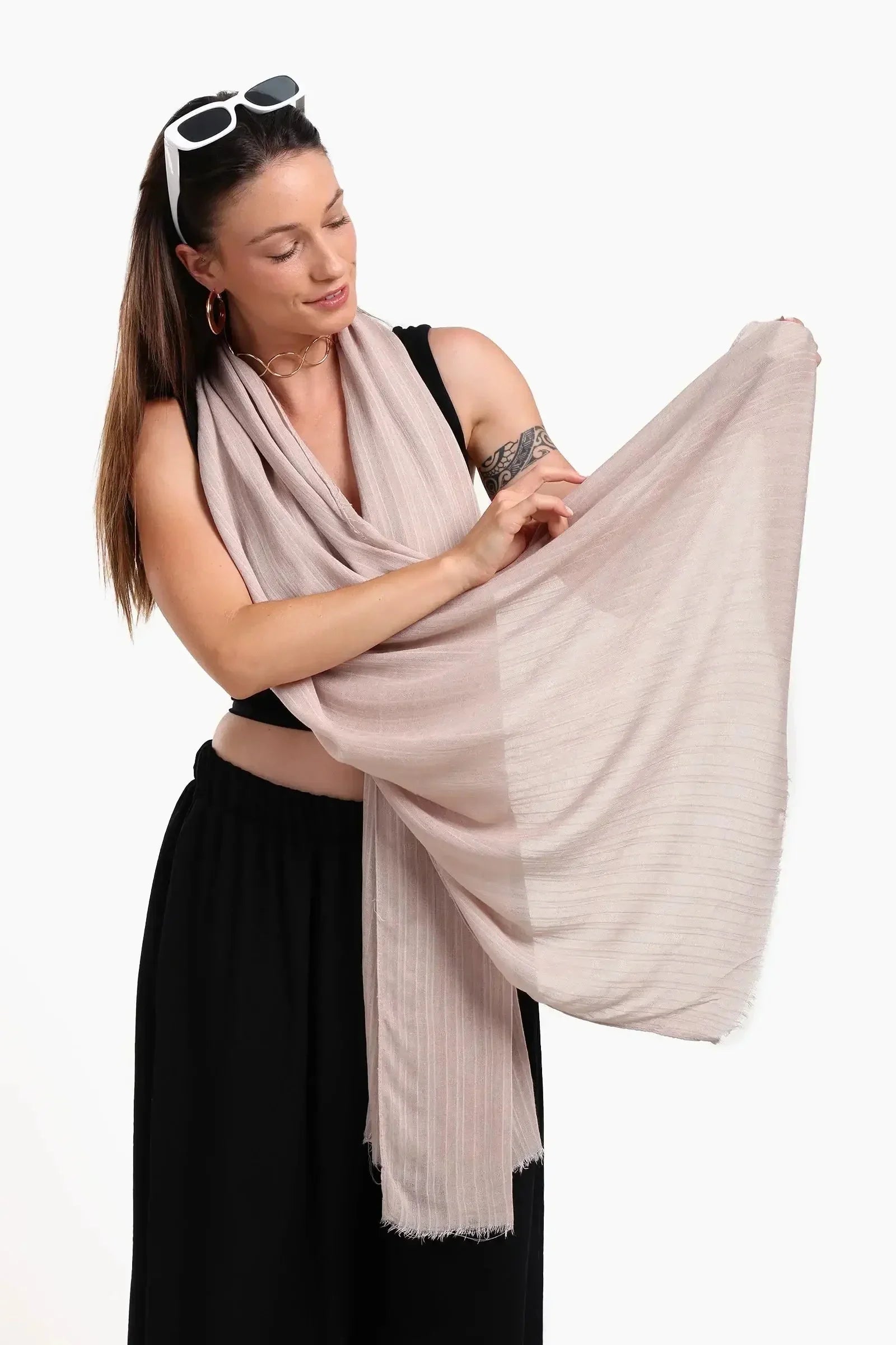 Carina - Striped Cotton Scarf 7