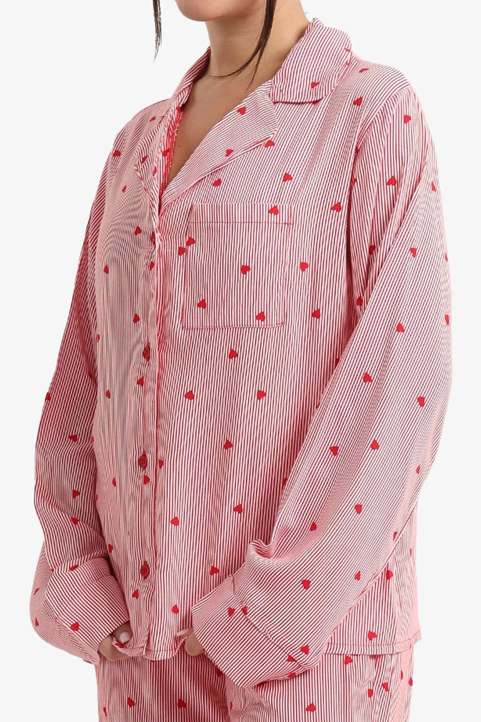 Carina - Striped Hearts Print Pyjama Set 4