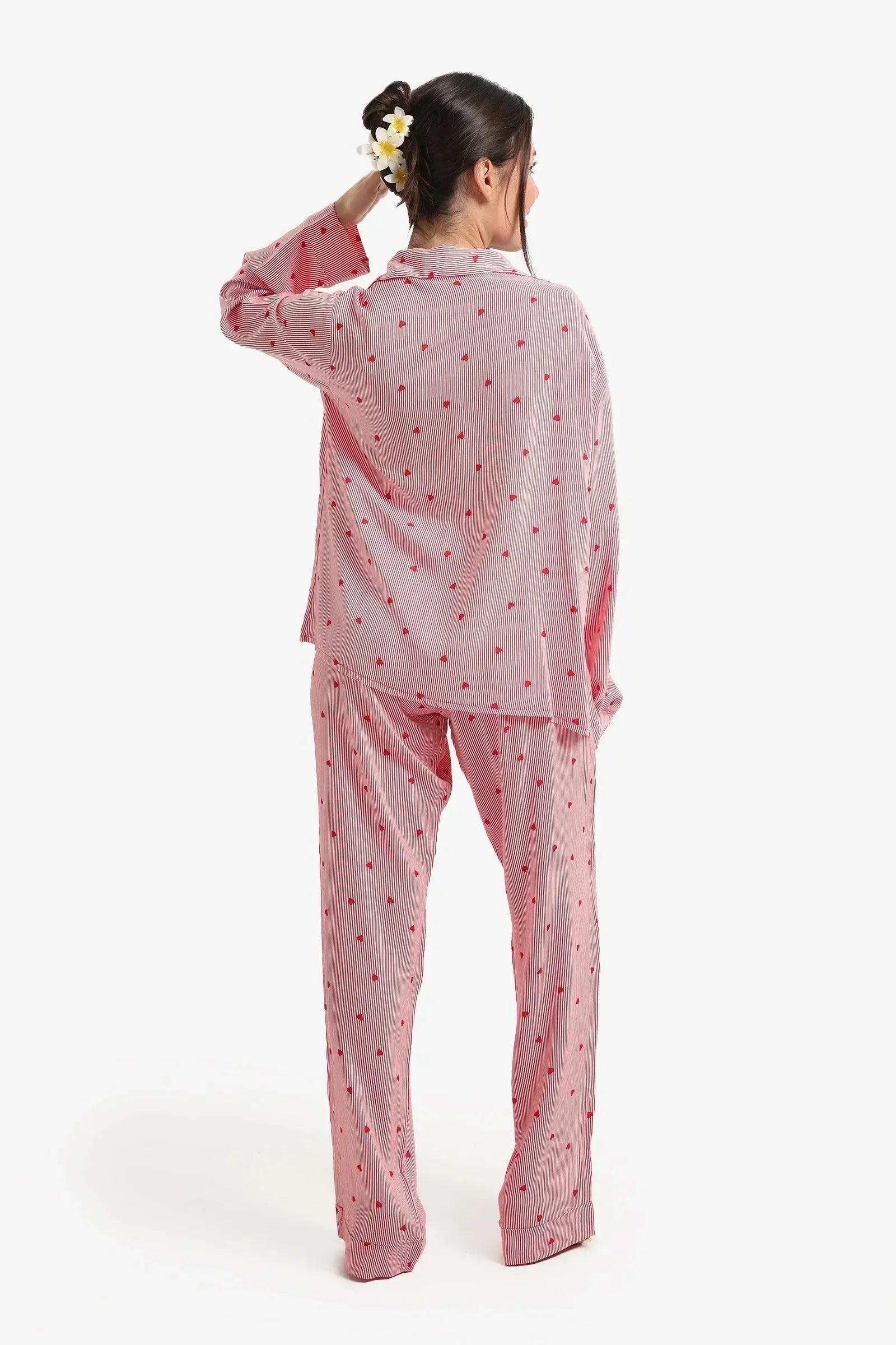 Carina - Striped Hearts Print Pyjama Set 5