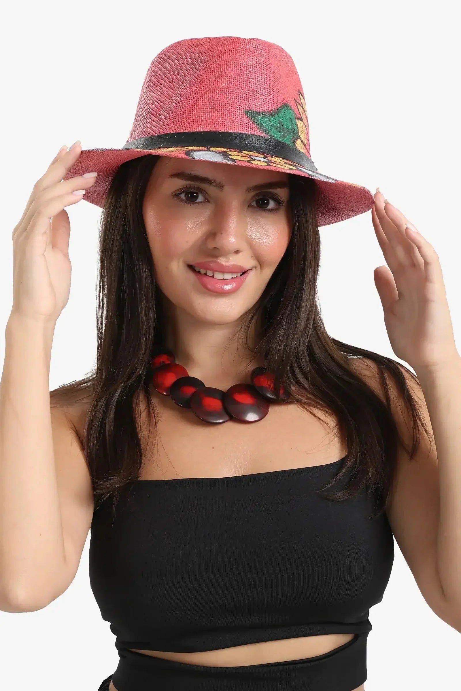 Carina - Sunflower Pink Beach Hat 2