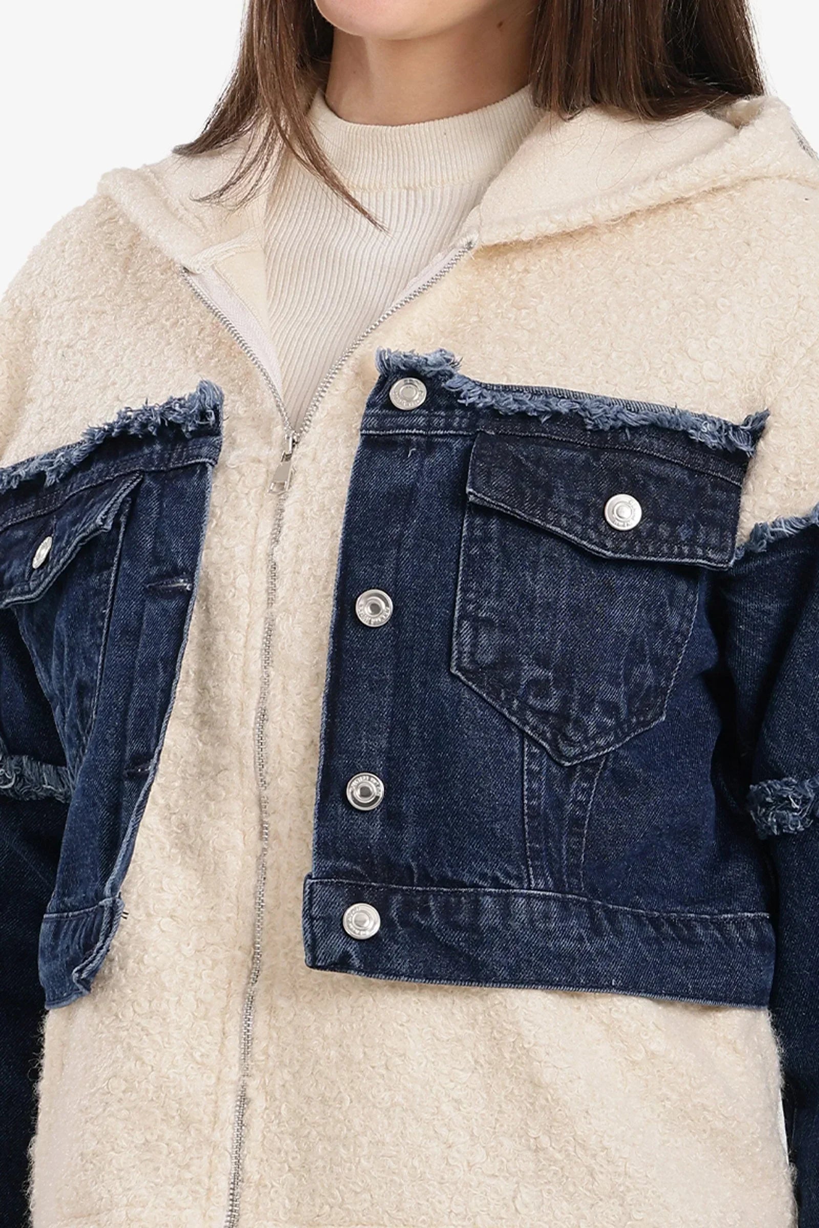 Clue - Denim-Panel Wool Jacket 4