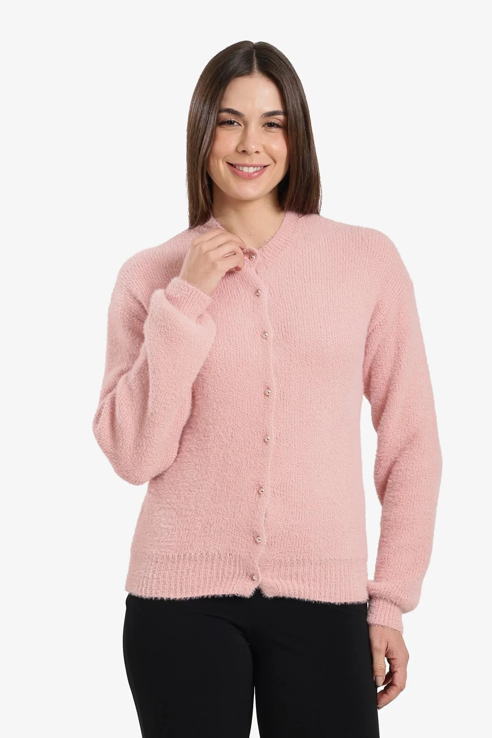 Clue - Crew-Neck Buttoned Cardigan 1