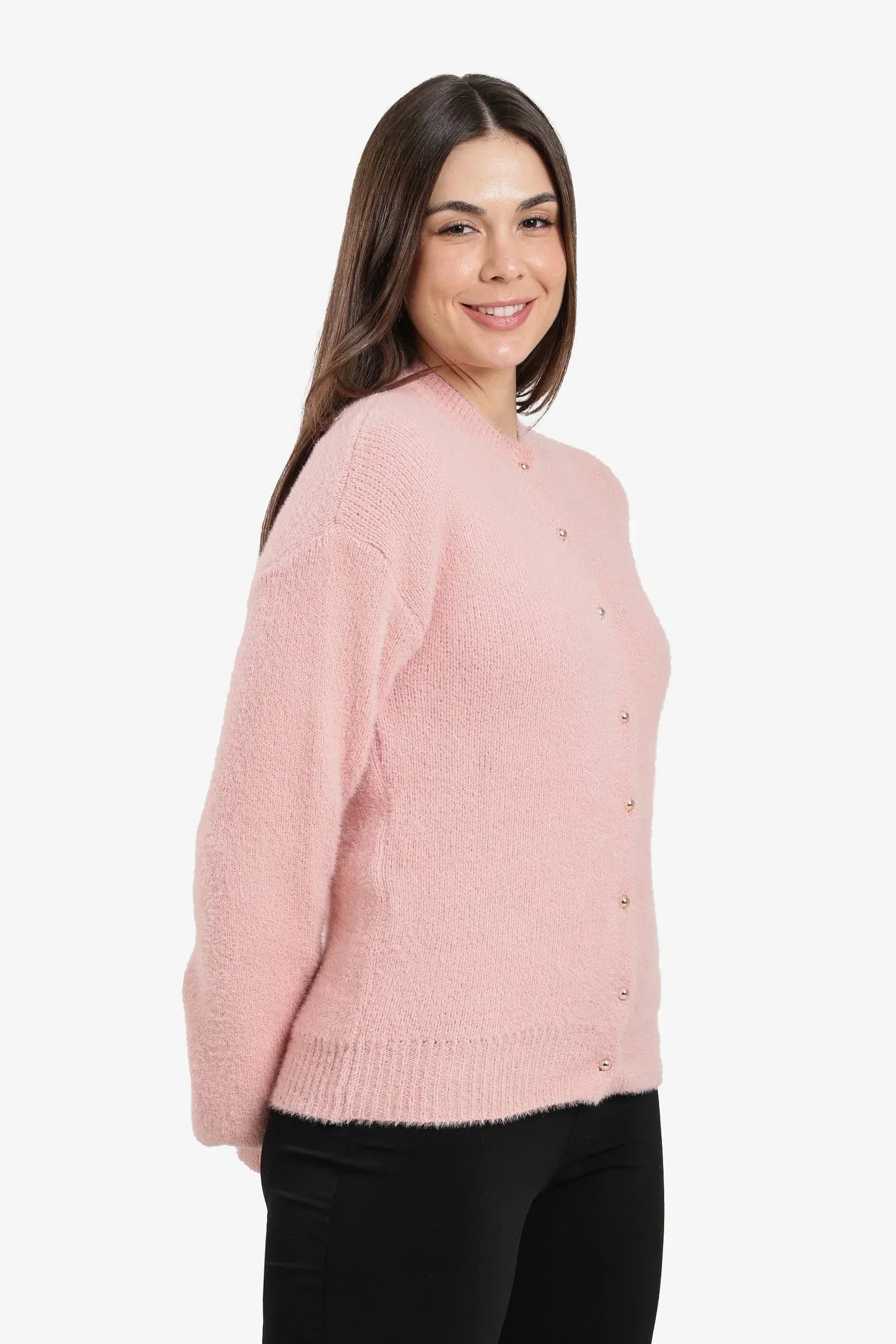 Clue - Crew-Neck Buttoned Cardigan 2