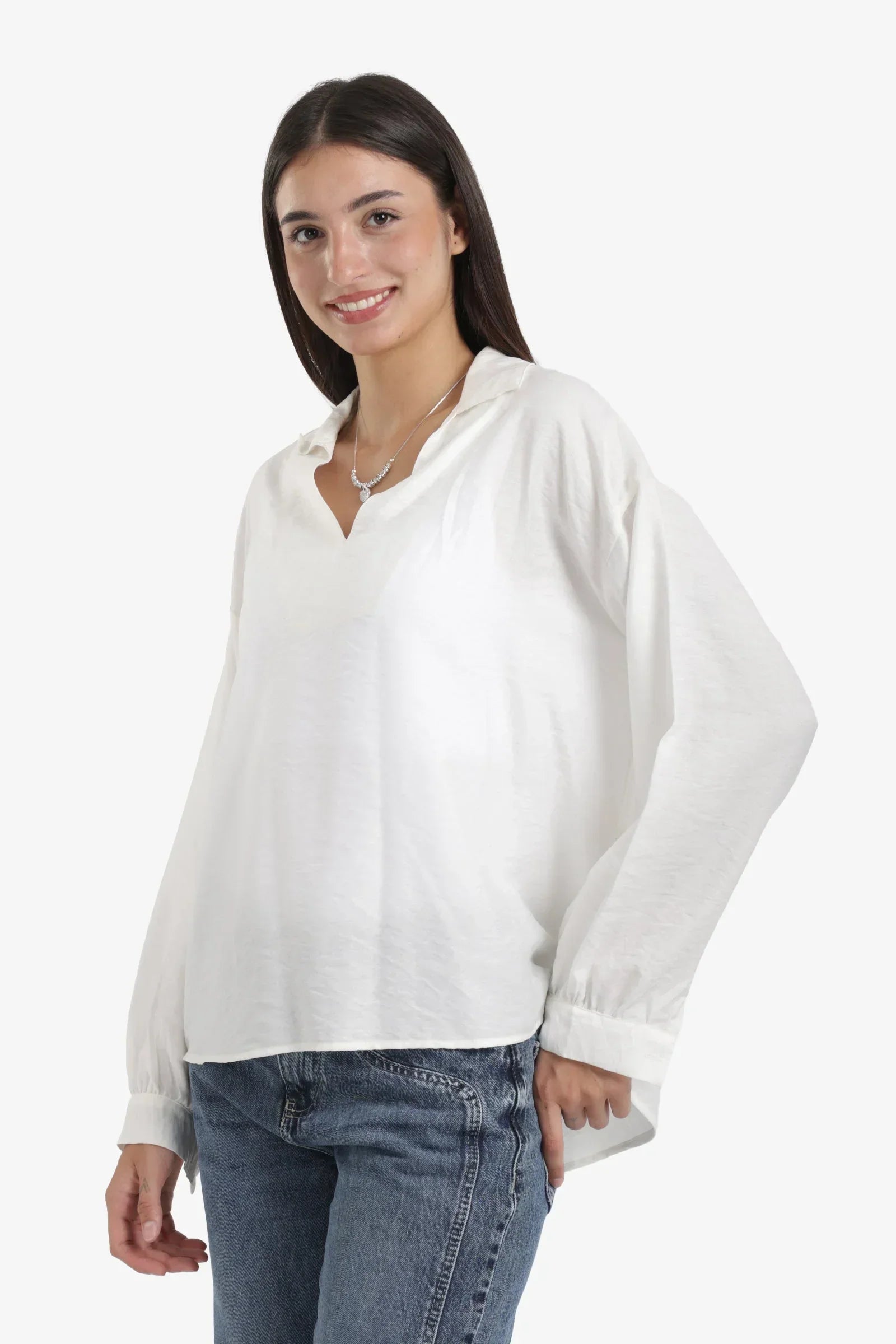 Clue - V-Neck Tencel Blouse 2