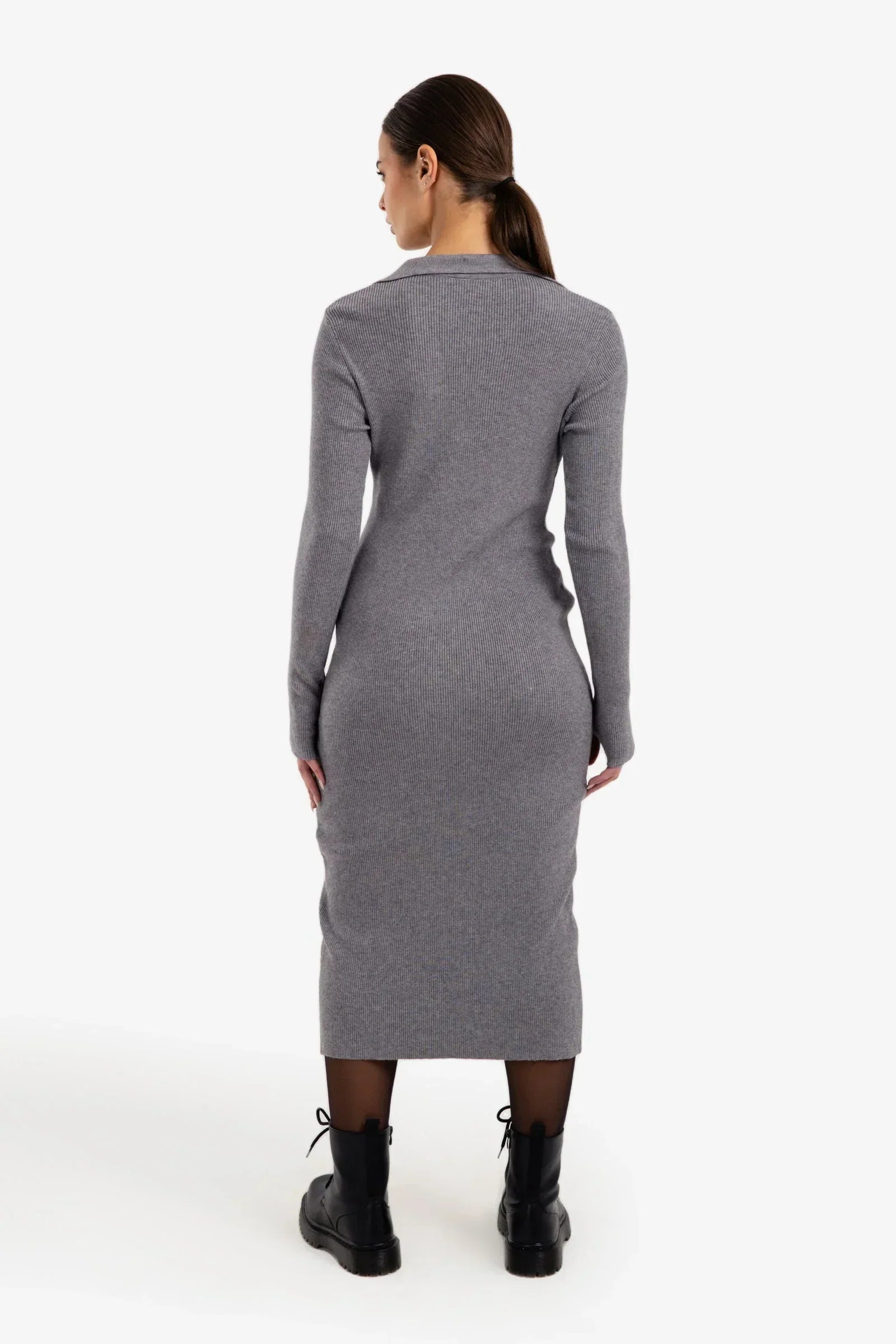 Clue - V-Neck Ribbed Dress 3