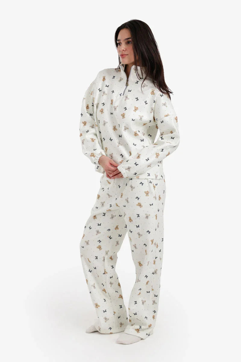 Carina - Stand Collar Printed Pyjama Set 3