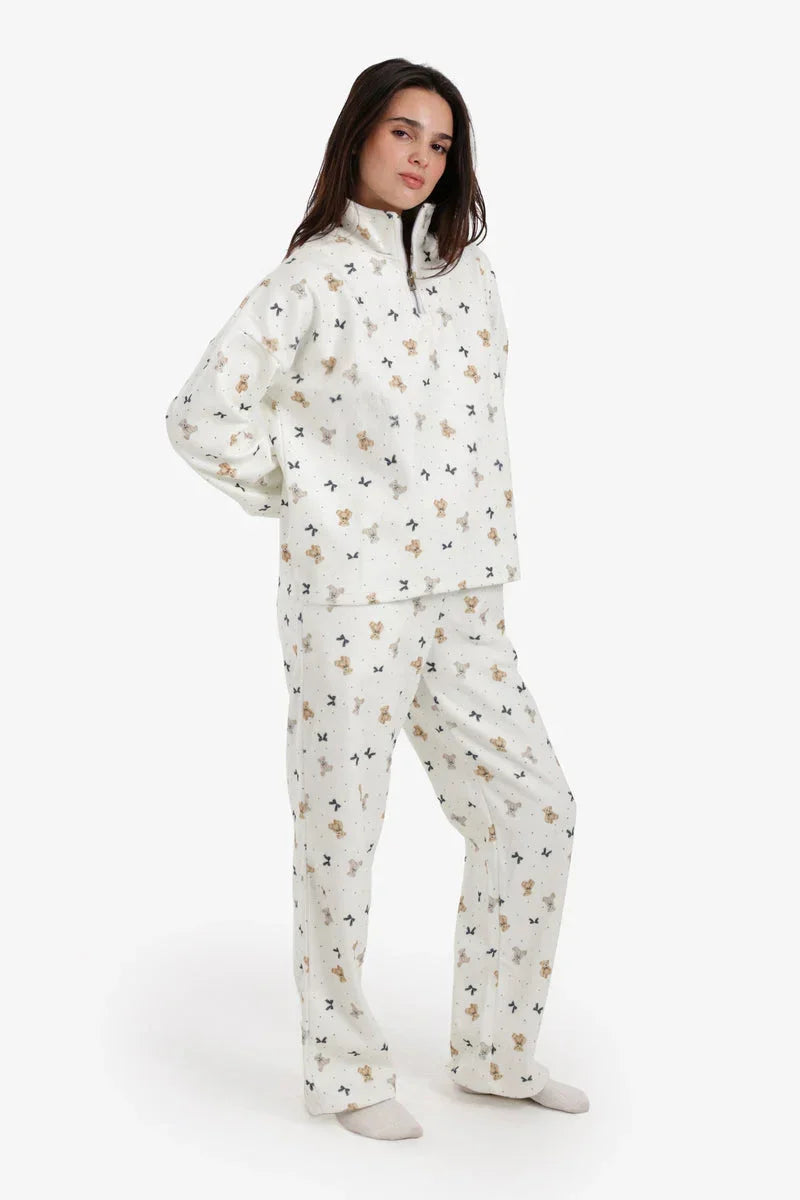 Carina - Stand Collar Printed Pyjama Set 2