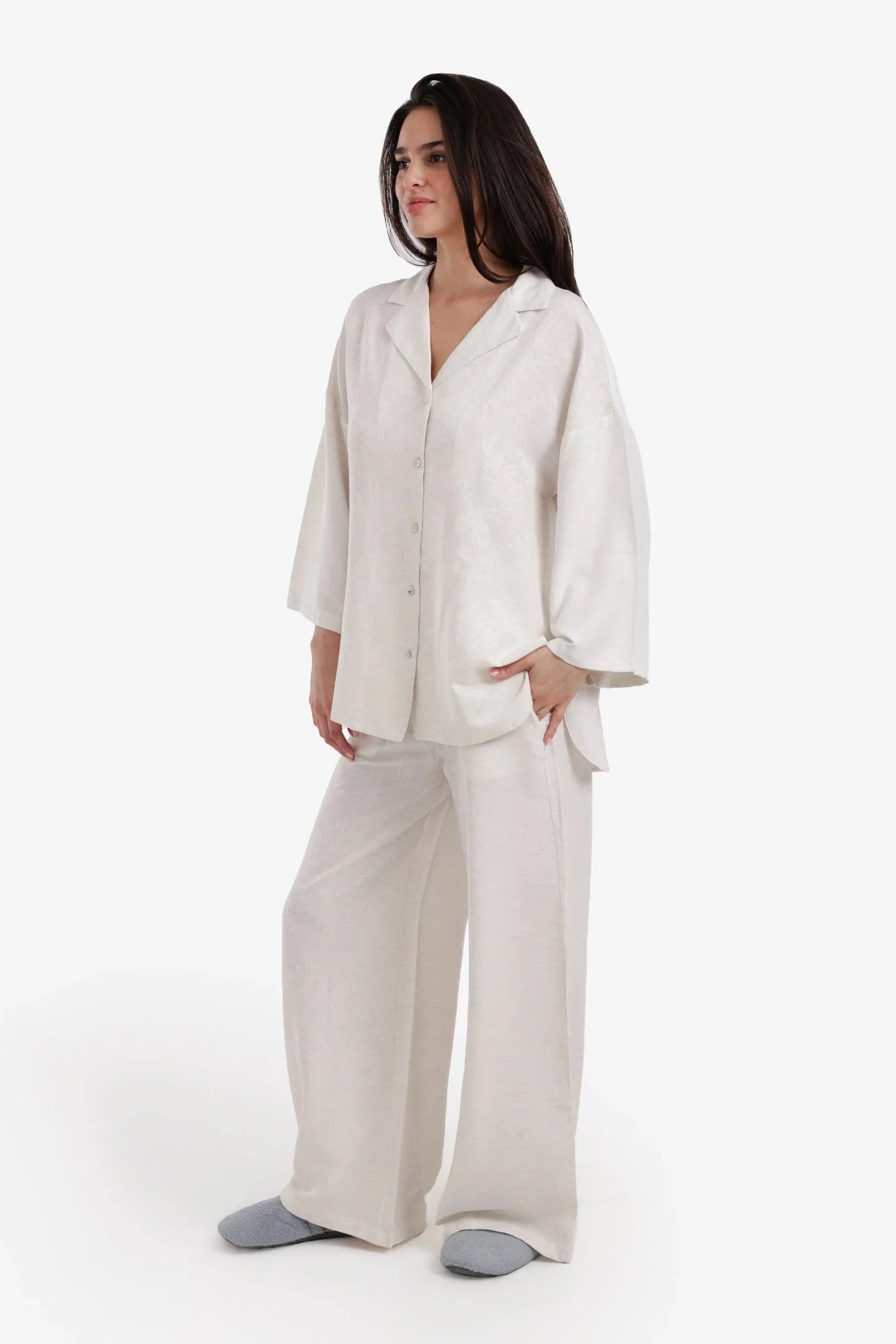 Carina - Leaf-Pattern Pyjama Set 2