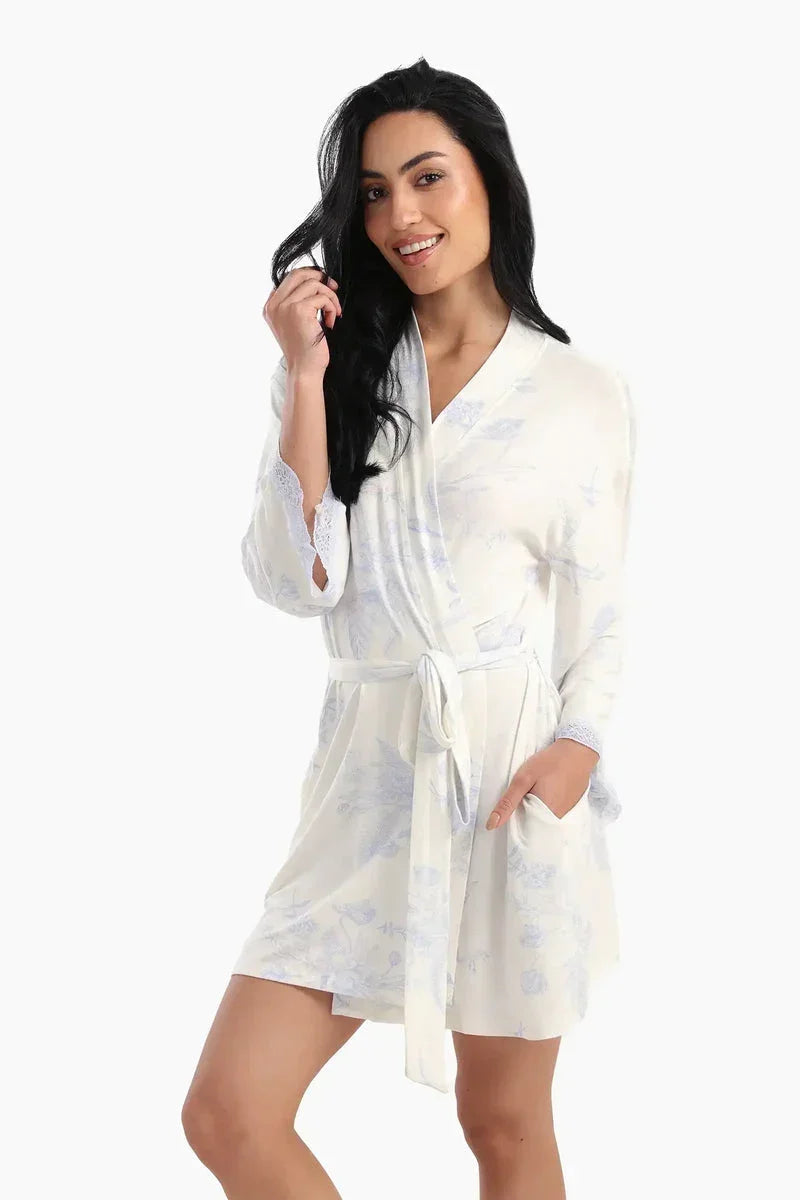 Printed Robe with Lace Details - Carina 3