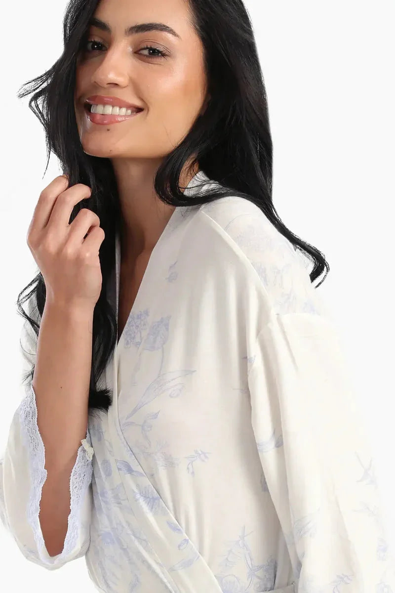 Carina - Printed Robe with Lace Details 5