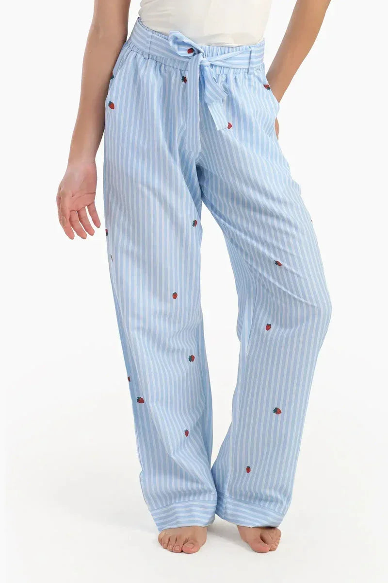 Striped Strawberry Printed Pyjama Pants - Carina 1