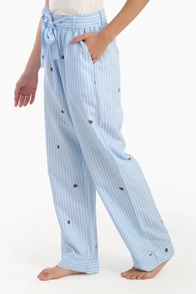 Striped Strawberry Printed Pyjama Pants - Carina 2