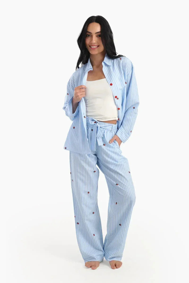 Striped Strawberry Printed Pyjama Pants - Carina 4